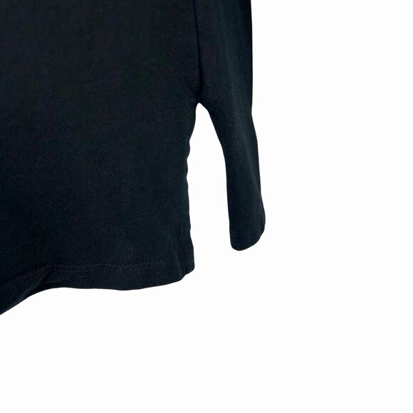 BOHO COLDWATER CREEK BLACK & WHITE EMBROIDERED V-NECK BOHO 3/4 SLEEVE TOP - M - Picture 3 of 5